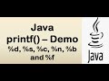 Java printf - %s, %d, %f, %b, %c and %n - Demo