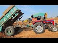 new massey 241 eicher mahindra 475 di tractor video loading trolley mud overturned jcb jcb tractor