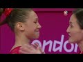 Kyla Ross emotional after completing her beam routine at the London 2012 Olympics