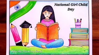 National Girl Child Day Poster / Drawing | Beti Bachao Beti Padhao Poster drawing for competition