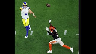 Stafford no-look pass to Kupp, Broadcast view (Superbowl LVI)