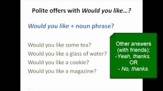 Lesson 63 - Would you like...? (polite requests and invitations) - Learn English with Jennifer