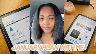 JANUARY 2025 MONTHLY PLAN WITH ME | *new* 2025 iPad home screen, digital planner and vision board ✍🏽