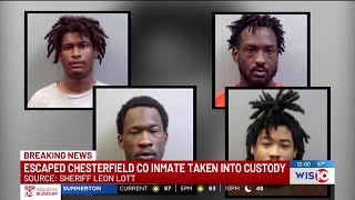 1 of 4 inmates who escaped from Chesterfield County detention center arrested in Columbia