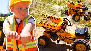 Ride On Construction Toy Trucks For Kids | Pretend Play with Big Truck Toys | JackJackPlays
