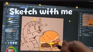 Draw with me-burger time! Silly dragon