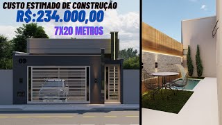 Planta de Casa Moderna para Terreno 7x20 metros com 3 Quartos e Área de Lazer Completa!