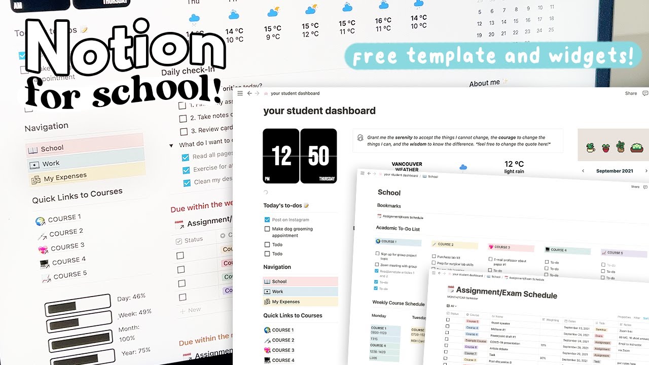 How To Organize For School With Notion! 📚 | Free Template + Widgets ...