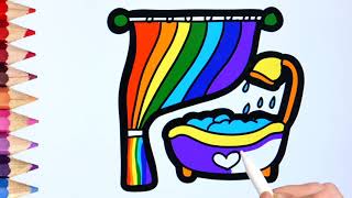 For Kids Drawing Coloring  유아와 아이들을 위한 욕조 그리기 색칠하기 | 욕실 그리는 방법 - 심플컬러