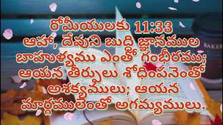 ఆహా, దేవుని బుద్ధి జ్ఞానముల బాహుళ్యము ఎంతో గంభీరము; ఆయన తీర్పులు శోధింపనెంతో అశక్యములు.