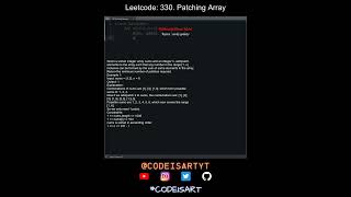Leetcode 330. Patching Array in Python | Python Leetcode | Python Coding Tutorial | Python Code ASMR