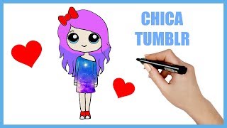 Cómo dibujar y pintar una CHICA TUMBLR fácil ♥ Learn to Draw a Cute Tumblr Girl