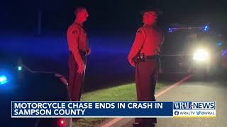 Motorcycle chase ends in crash in Sampson County