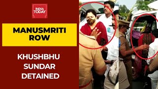 Manusmriti Row: BJP's Khushbu Sundar Detained On Way To Protest Against VCK's Thirumavalavan