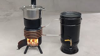 How to make a wood stove from an old gas cylinder with a hot water system