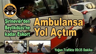 I opened road and helped to ambulance by motorcycle in Istanbul traffic. (English subtitles)