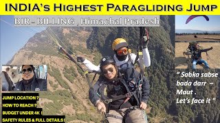 Bir Billing Paragliding 2024 :India's Highest Paragliding jump! Budget Trip | Price | Complete guide