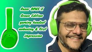 Green Razer OPUS X gaming headset unboxing \u0026 first impression 🎧