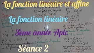 La fonction linéaire et la fonctionaffine. séance 2. 3ème année collège.