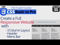 Create a Responsive website in CSS with 3 Column Layout | Build a website with 3 columns layout # 11