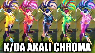 All KDA ALL OUT Akali Chroma Skins Spotlight - Baddest Exclusive (League of Legends)