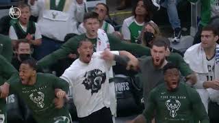 Giannis' self alley-oop sends Bucks' bench into a FRENZY 👀 | NBA on ESPN