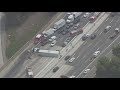 Overturned big rig closes all northbound lanes on the 5 Freeway