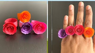 How to make Easy Rose flower rings with paper/fun craft for kids/paper craft