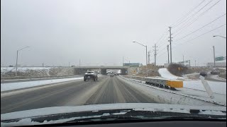 **Toronto Winter Driving: 16th Ave, Markham on a Windy and Snowy Day ❄️🚗**