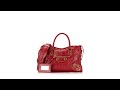 Balenciaga Agneau Gold Metallic Edge Small City Rouge Rubis