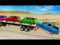 Flatbed Trailer Lexus Cars Transportation with Truck - Pothole vs Car #03 - BeamNG.Drive