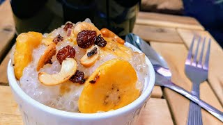 Paal vazhakka |sago-banana simmered in coconut milk |sago banana sweet |ayyasha's world recipe