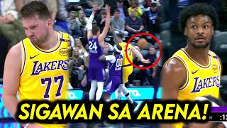 Napa-SIGAW ang crowd ng Jazz kay Luka at Bronny, sumayaw anak ni LeBron! Flamethrower mode si JC!