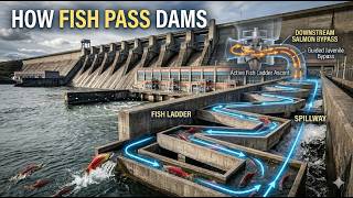 How Dams Let Fish Pass 🐟⚡ The Engineering Behind Salmon Ladders #fishladder #engineering #spawn