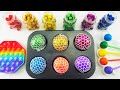 Satisfying Video How to Make Rainbow Gummy Bear & Shiny Lollipops with Balls & 1 Pop It Cutting ASMR