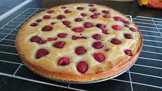 How To Make Swedish Sticky White Chocolate Cake with Raspberries - Vit Kladdkaka med Hallon