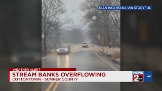 Stream banks overflow in Sumner County