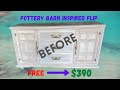 Pottery Barn Inspired Buffet Furniture Flip | How to Paint Furniture White | Paint Wash Technique