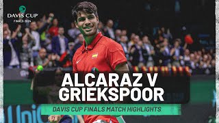 Carlos Alcaraz v Tallon Griekspoor Highlights | Spain v Netherlands | Davis Cup Finals 2024