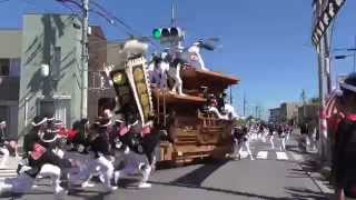 2015堺市福泉連合だんじり祭り　宵宮・パレード　馬場①本部前やりまわし（平成27年10月3日）