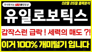 [유일로보틱스 주가전망] 갑작스런 급락 ! 세력의 매도 ?!, 이거 100% 개미털기 입니다