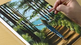 How to Draw a Girl in the Forest / Acrylic Painting Tutorial