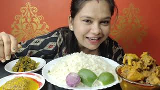 Eating Chingri Chichinga Vaja,Sorshe Vola,Murgir Lal Jhol(মুরগির লাল ঝোল)।।