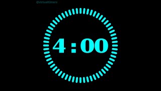 4 Minutes Countdown Timer with Alarm and Progress Visualizer - Radial Light Blue