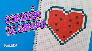 COMO DIBUJAR UN CORAZON DE SANDIA en PIXEL ART paso a paso - PIXELADOS