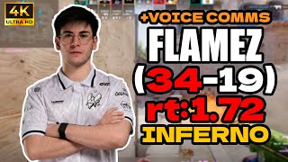 flameZ (34-19) rt:1.72 +VOICE COMMS (inferno) | EU FACEIT RANKED | #cs2 #pov