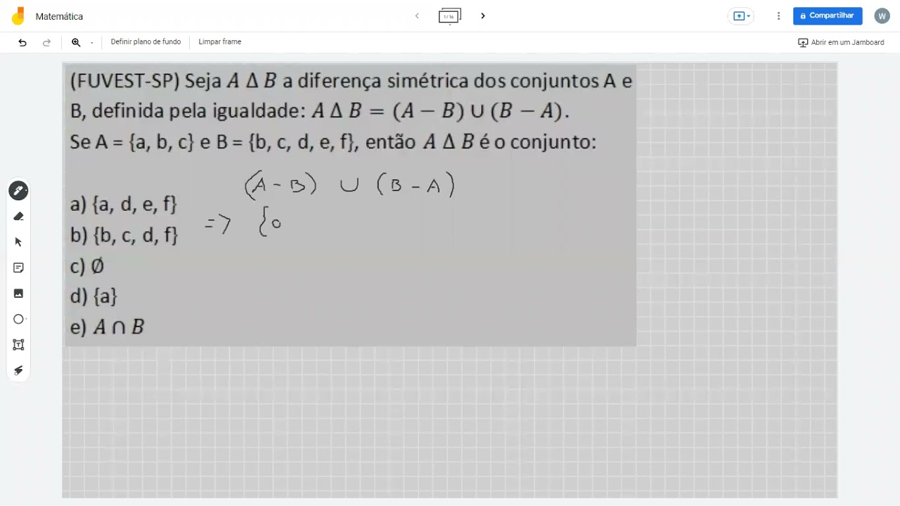 (FUVEST-SP) Seja A ∆ B A Diferença Simétrica Dos Conjuntos A E B ...