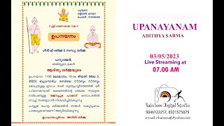 UPANAYANAM || ADITHYA SARMA | 03/05/2023 | Live Streaming @ 07.00 AM