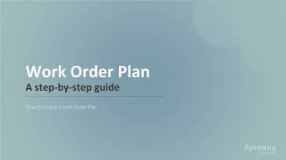 Dynaway EAM for Business Central: Work Orders - Create a Work Order Plan