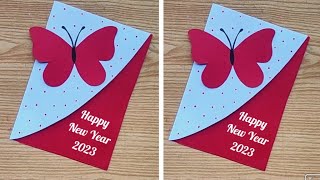 Easy New Year Greeting Card 2023 / New Year 2023 Card / Handmade Card for New Year 2023
